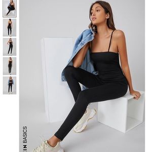 Black Spaghetti Strap Bodysuit One Piece